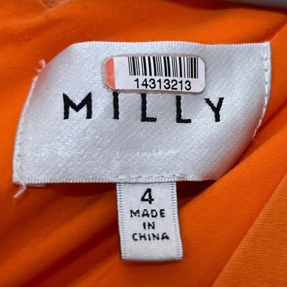 Milly Nicola Colorblock Maxi Dress Pink Orange Women’s Size 4 Cotton Poplin - Picture 10 of 15